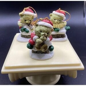 Set Of 3 Miniature Christmas‎ Bear Ornaments 1.5" Tall Holiday Decorative Decor
